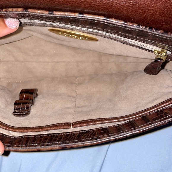 Brahmin Pecan brown leather crossbody shoulder adjustable clutch purse bag - Picture 9 of 12